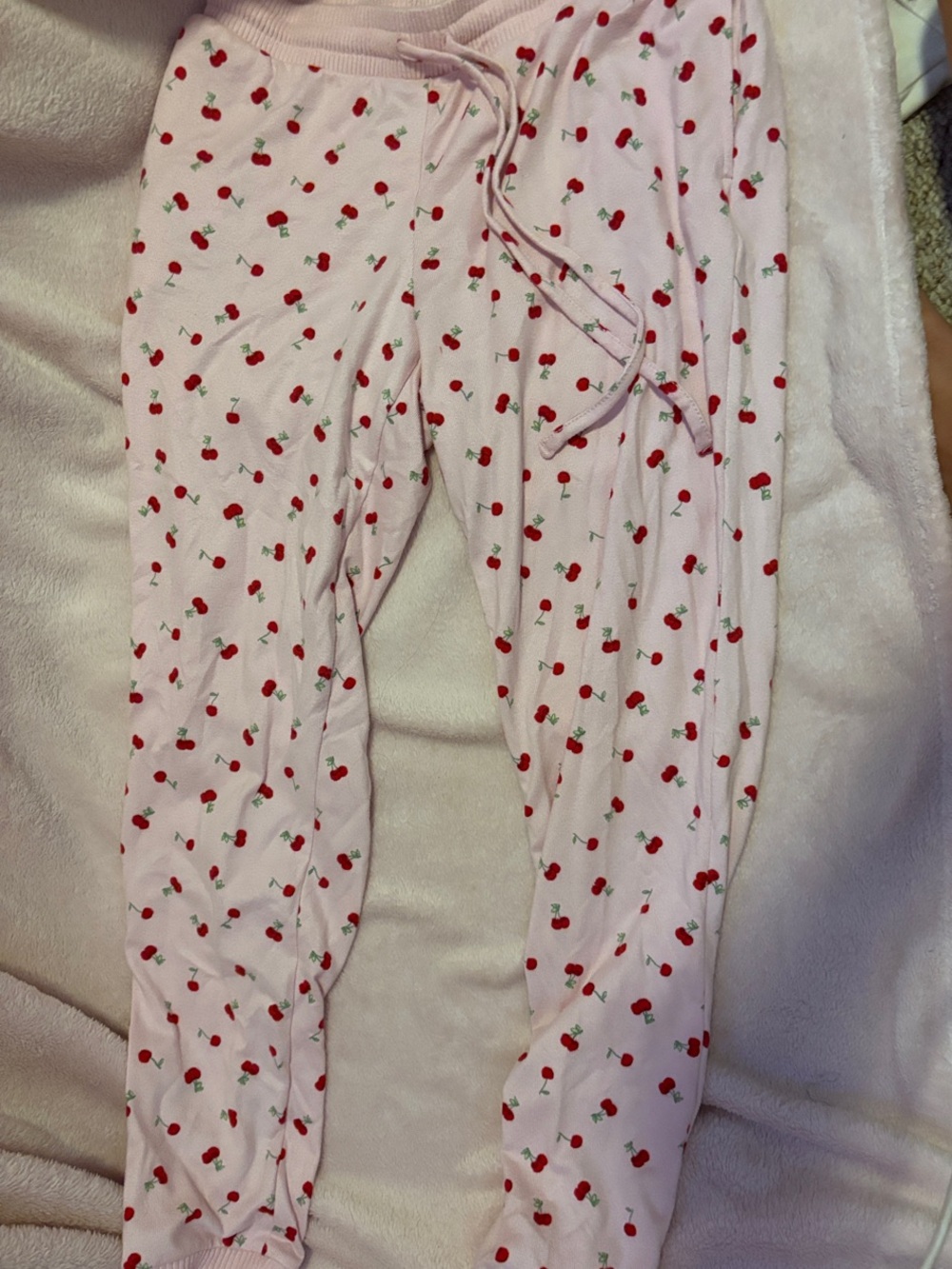 Women's Pink Cherry-Print Pajama Pants